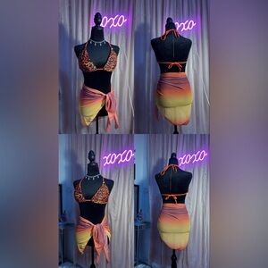 BRAND NEW! NEVER WORN🧡Leopard Print Bikini with Gradient Sarong, gorgeous set❤️